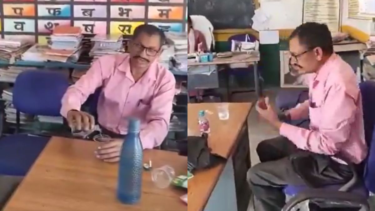 शराबी गुरुजी स्कूल में ही छलका रहे थे जाम, Video वायरल होने के बाद नप गए, बोले- क्या करूं बहुत टेंशन है जिंदगी में